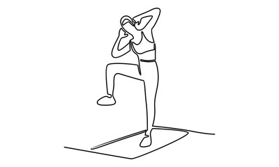 Continue line of woman performing physical exercises vector illustration
