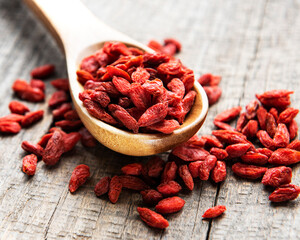Dry red goji berries for a healthy diet.
