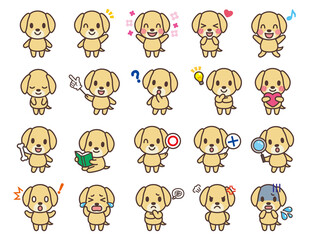Cute Dog Character Vector Art かわいい犬のキャラクターセット