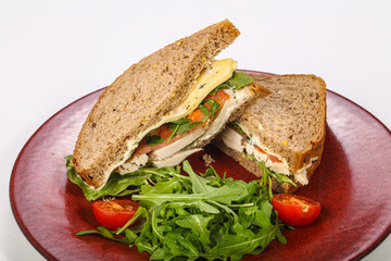 Sandwich with chicken breast and cheese
