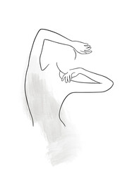 Abstract illustration. Poster. Drawing of a woman in one line.