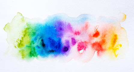 Colorful watercolor brush background. Abstract watercolor stain with paint blotch for banner, template, element for decoration.