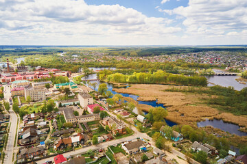 Dobrush, Belarus.Aerial view of small town
