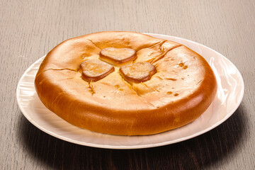 Tasty hot baked round pie