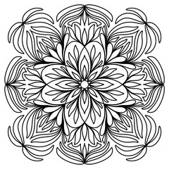 Easy mandala like flower or star, basic and simple mandalas Coloring Book for adults, seniors, and beginner. Digital drawing. Floral. Flower. Oriental. Book Page. Vector.	