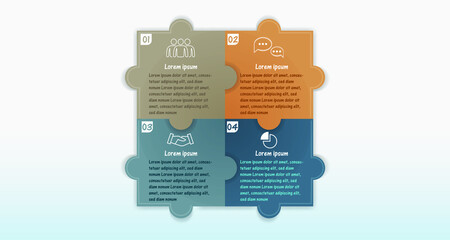 Jigsaw Vector illustration Data Business. chart of graph, diagram with steps, options, parts or processes. template for presentation. Creative design for infographic.