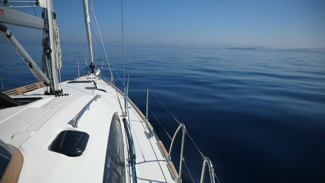 Sailing luxury yacht in the sea at sunny day in Croatia