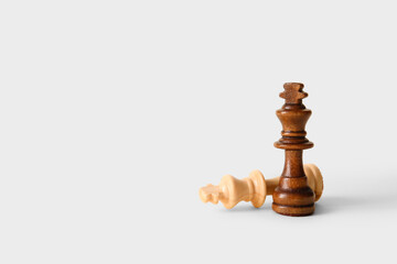 Wooden kings on white background