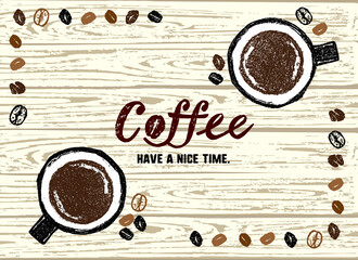 カフェタイムのイラスト素材。コーヒーを飲む豊かな時間。