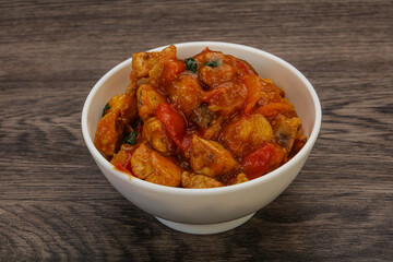 Chicken with oyster sauce and vegetables