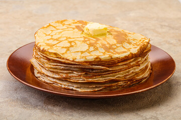 Stack of Russian traditonal pancakes