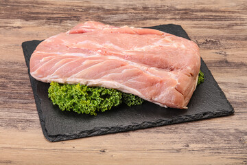 Raw pork loin for cooking