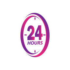 modern 24 hours service sign logo illustration template design vector in isolated white background