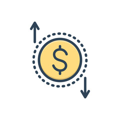 Color illustration icon for currency value
