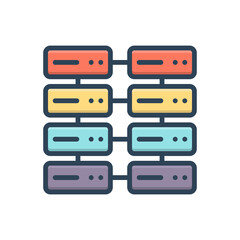 Color illustration icon for database interconnected