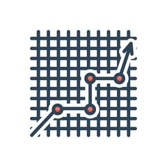 Color illustration icon for line graphic on checkered