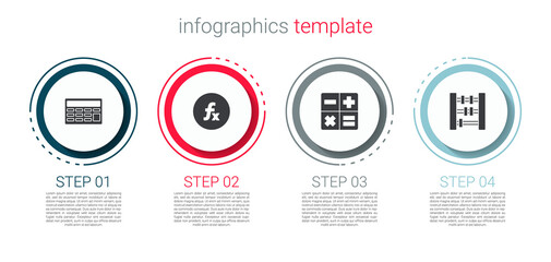 Fototapeta na wymiar Set Calculator, Function mathematical symbol, and Abacus. Business infographic template. Vector