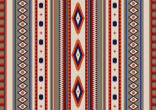 Ethnic boho geometric ornament. Vector seamless native tribal pattern. Mexican blanket, rug.