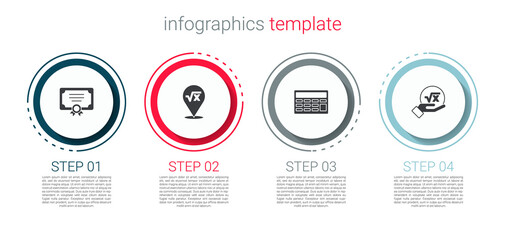 Set Certificate template, Square root of x glyph, Calculator and . Business infographic template. Vector