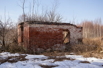 small ruined brick building