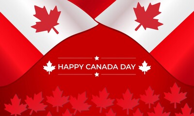 canada independence day banner template with maple leafs and canada flag