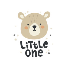 cute bear head and hand lettering text