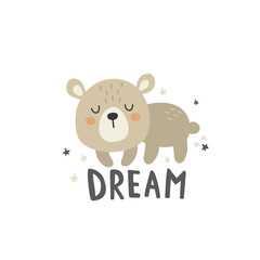 vector illustration of a cute sleeping bear