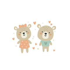 Naklejka na ściany i meble vector illustration of cute teddy bear couple