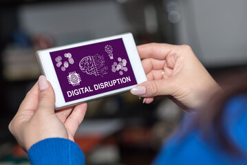 Digital disruption concept on a smartphone