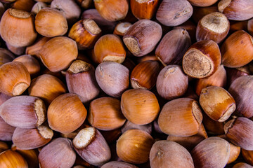 Pile of the hazelnuts for background. Healthy eating