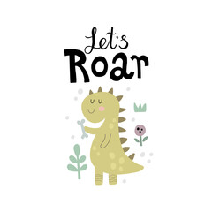 cute vector illustration of a funny dinosaur
