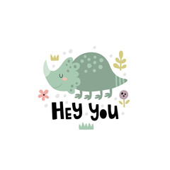 cute vector illustration of a funny dinosaur