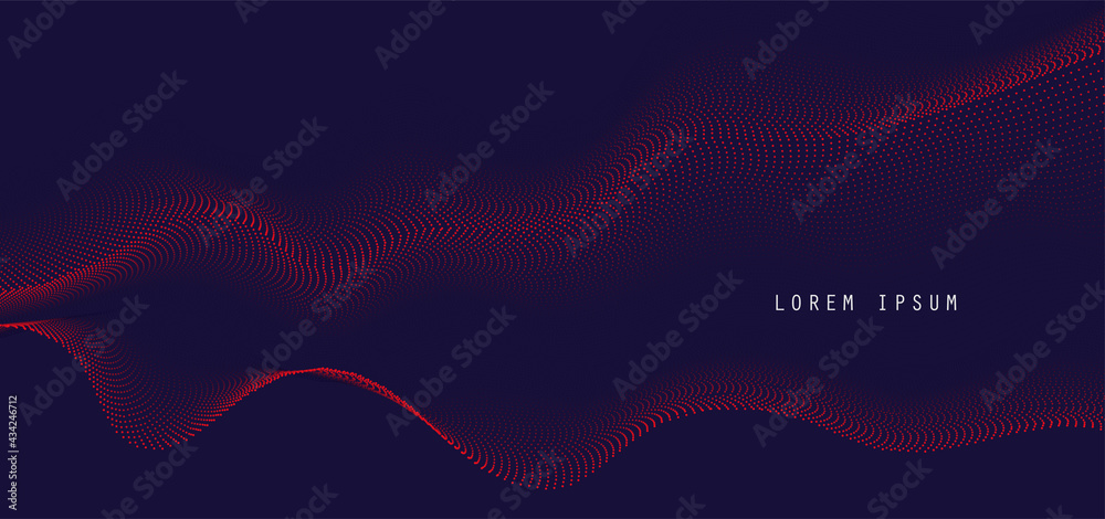 Aufkleber Vector background with red abstract wave dots