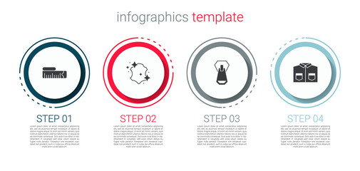 Set Tape measure, Leather, Zipper and Shirt. Business infographic template. Vector