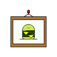 Frame of cheeseburger Illustration. modern simple vector icon, flat graphic symbol in trendy flat design style. wallpaper. lockscreen. pattern. frame, background, backdrop, sign, logo.