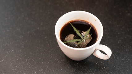 hot cannabis coffee on the table