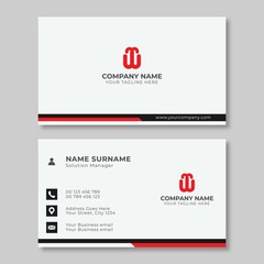 simple creative white and red black business card design vector