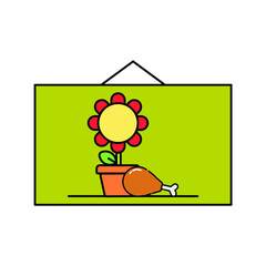 Frame of sunflower and fried chicken Illustration. modern simple vector icon, flat graphic symbol in trendy flat design style. wallpaper. lockscreen. pattern. frame, background, backdrop, sign, logo.