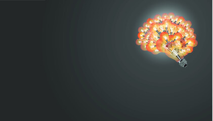 Background lamp brain yellow orange - creativity modern  idea and concept illustration education. © Nattanee Srisuk