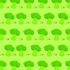 Seamless Pattern of Broccoli