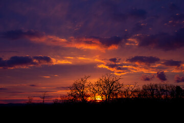 Dramatic sunset view. Czech Republic.