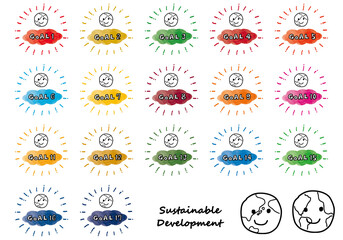 SDGsイメージの手書きアイコンセット