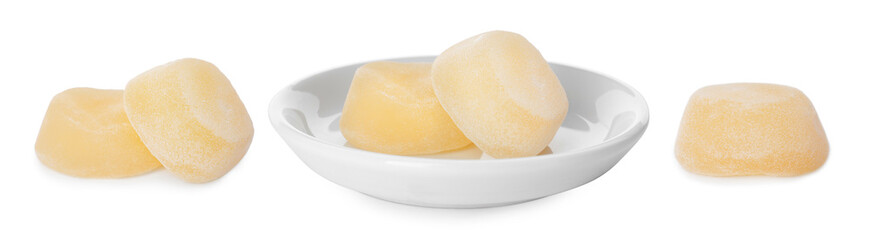 Set with with delicious mochi on white background. Banner design
