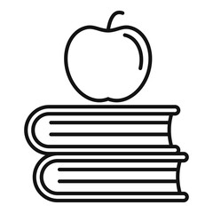 Syllabus books with apple icon, outline style