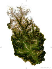 Obraz premium Bumthang, Bhutan - isolated. Sentinel-2 satellite