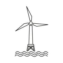 Offshore wind generator icon. Wind tower.