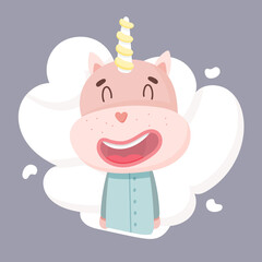 Cute unicorn in pajamas. Baby animal concept illustration for nursery, character for children