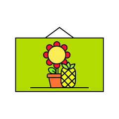 Frame of sunflower and pineapple Illustration. modern simple vector icon, flat graphic symbol in trendy flat design style. wallpaper. lockscreen. pattern. frame, background, backdrop, sign, logo.