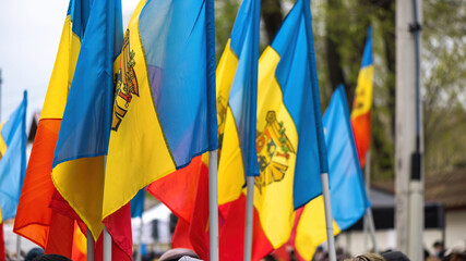 People protesting for snap elections in Chisinau, Moldova