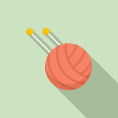 Knitting ball icon, flat style